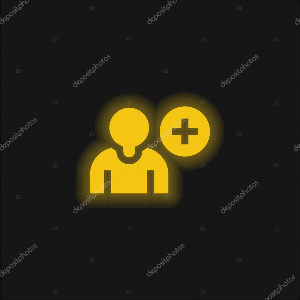 Add Friend yellow glowing neon icon