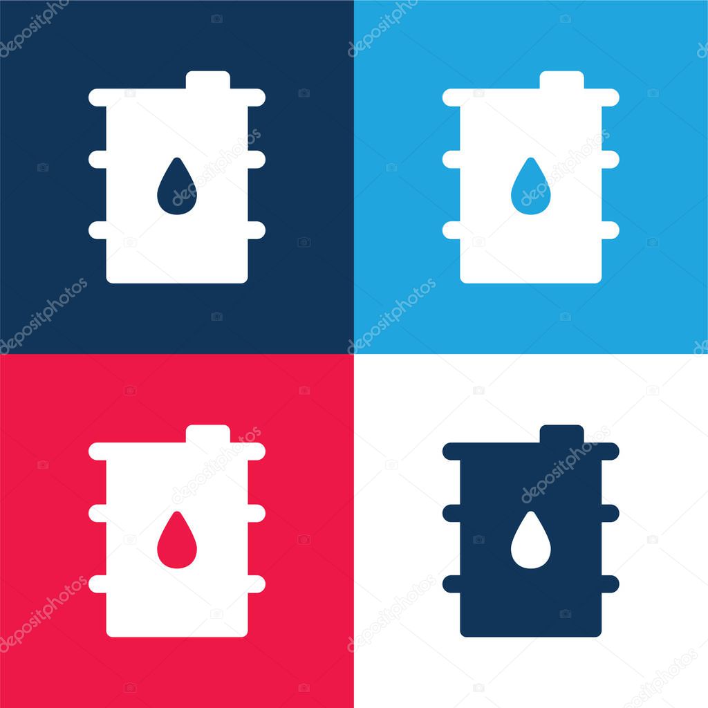 Barrel blue and red four color minimal icon set