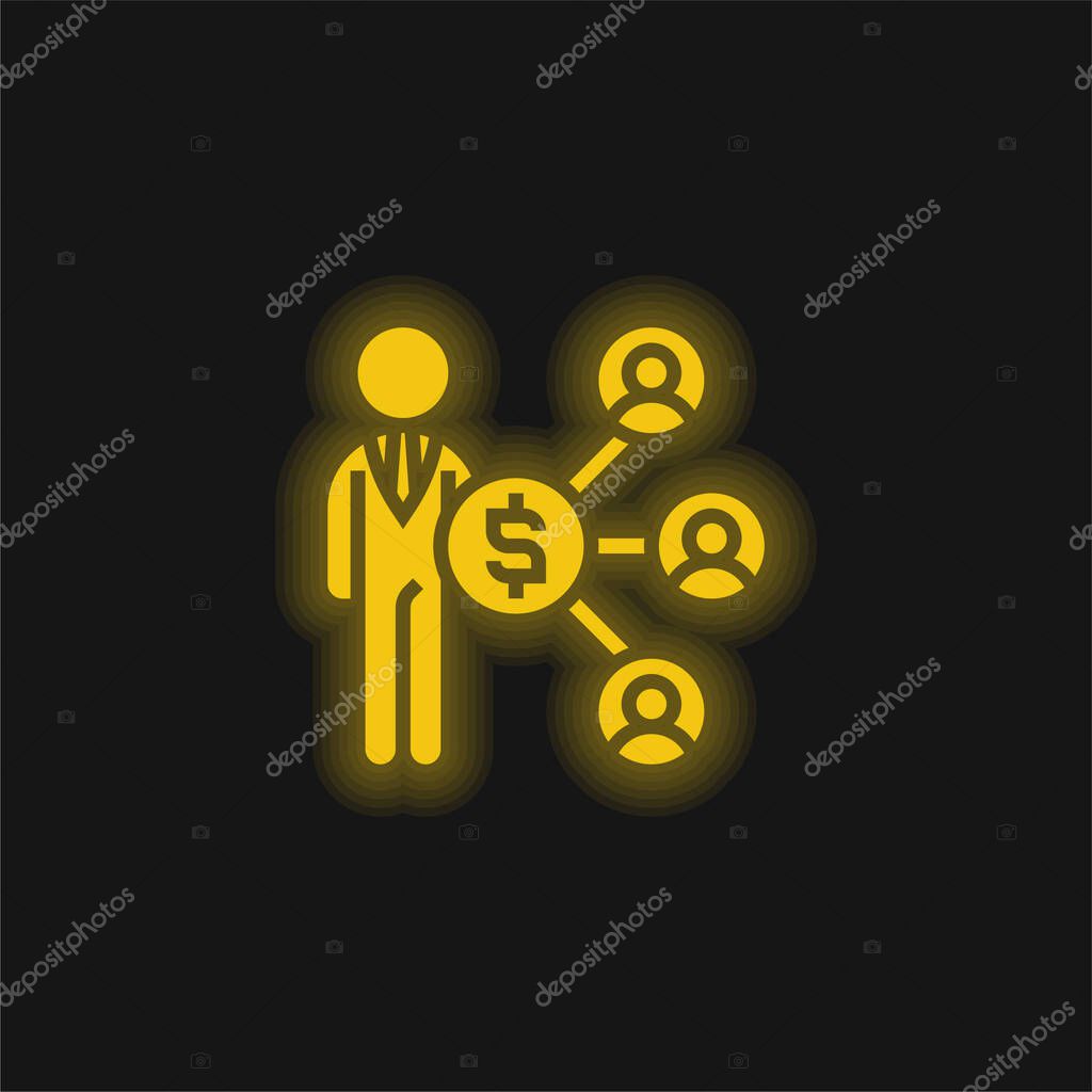 Affiliate yellow glowing neon icon