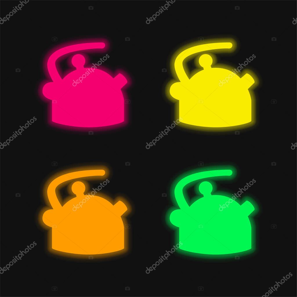 Boiler Silhouette four color glowing neon vector icon
