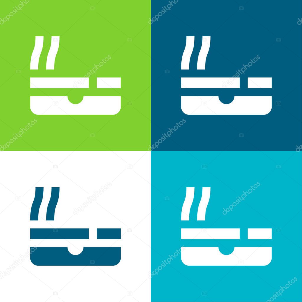 Ashtray Flat four color minimal icon set