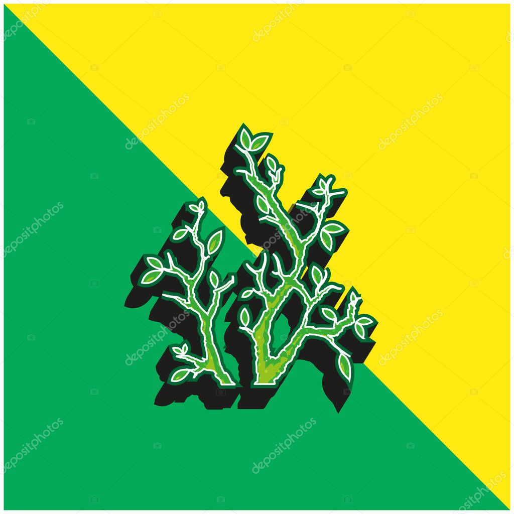 Branches With Leaves Green and yellow modern 3d vector icon logo