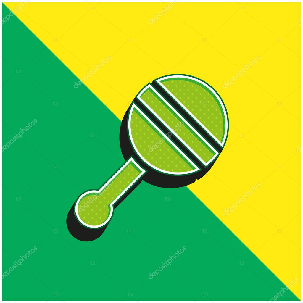 Baby Rattle Green and yellow modern 3d vector icon logo