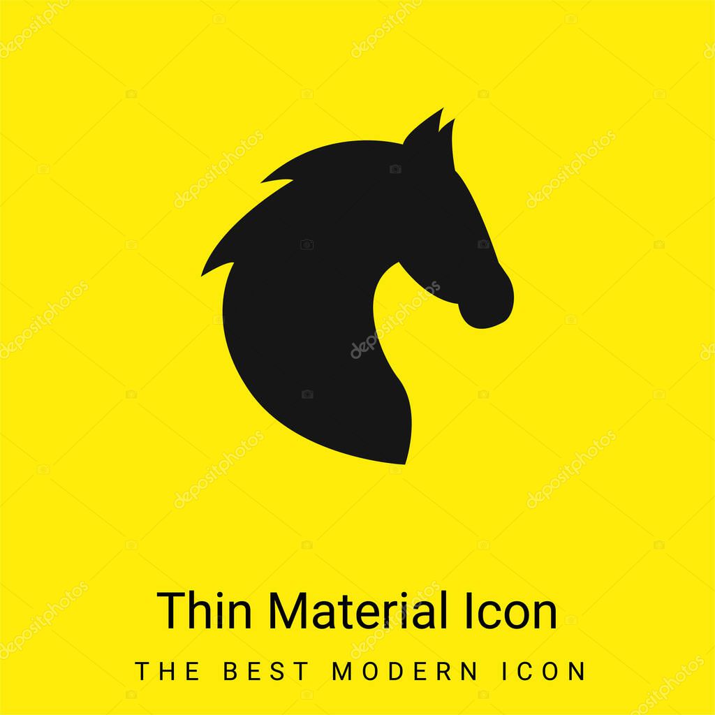 Black Head Horse Side View With Horsehair minimal bright yellow material icon