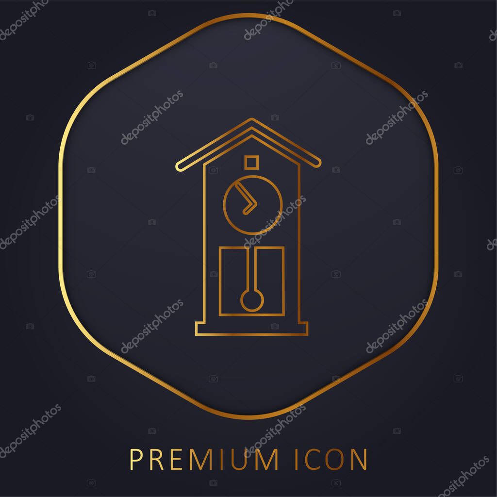 Antique Clock golden line premium logo or icon