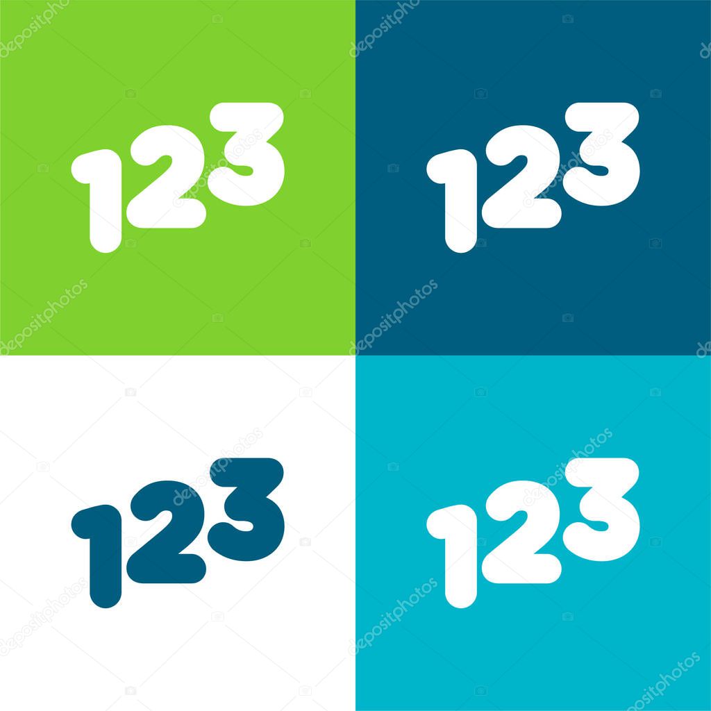 123 Numbers Flat four color minimal icon set