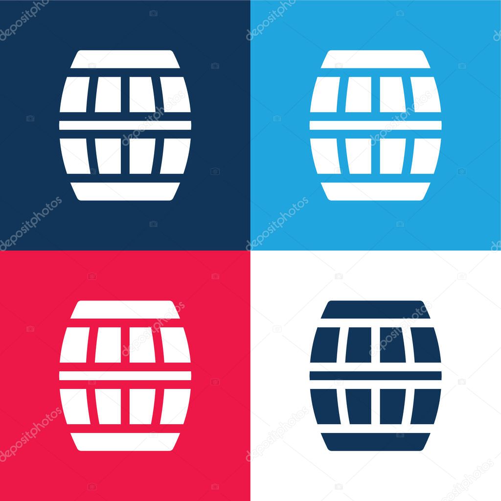 Barrel blue and red four color minimal icon set
