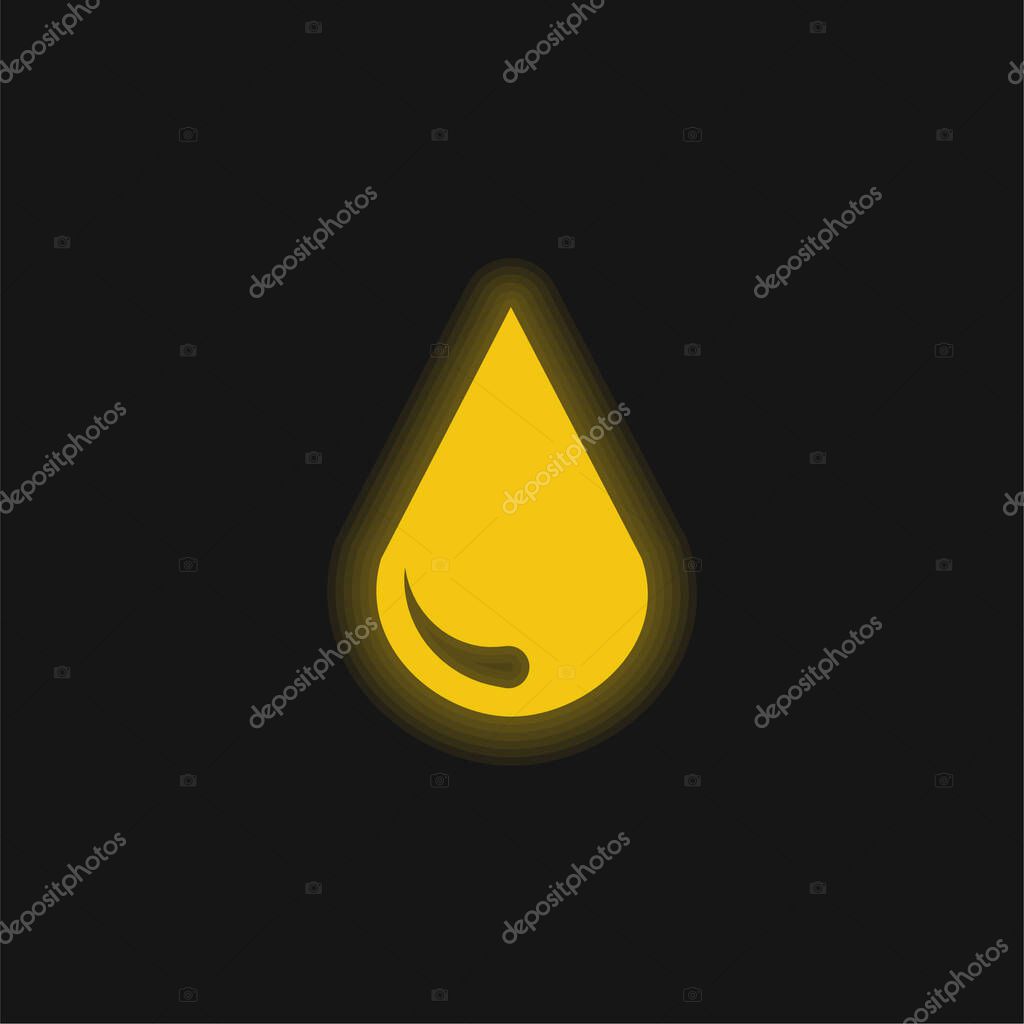 Big Blood Drop yellow glowing neon icon