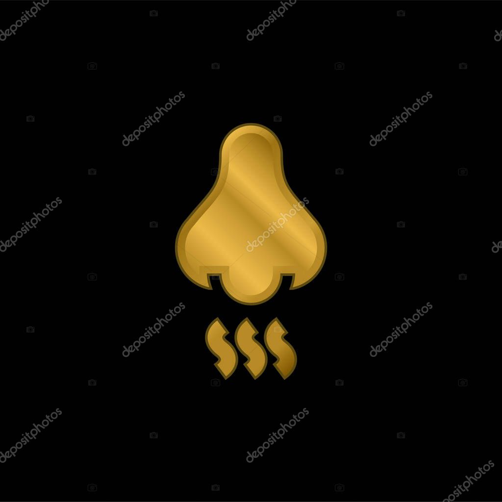 Aroma gold plated metalic icon or logo vector