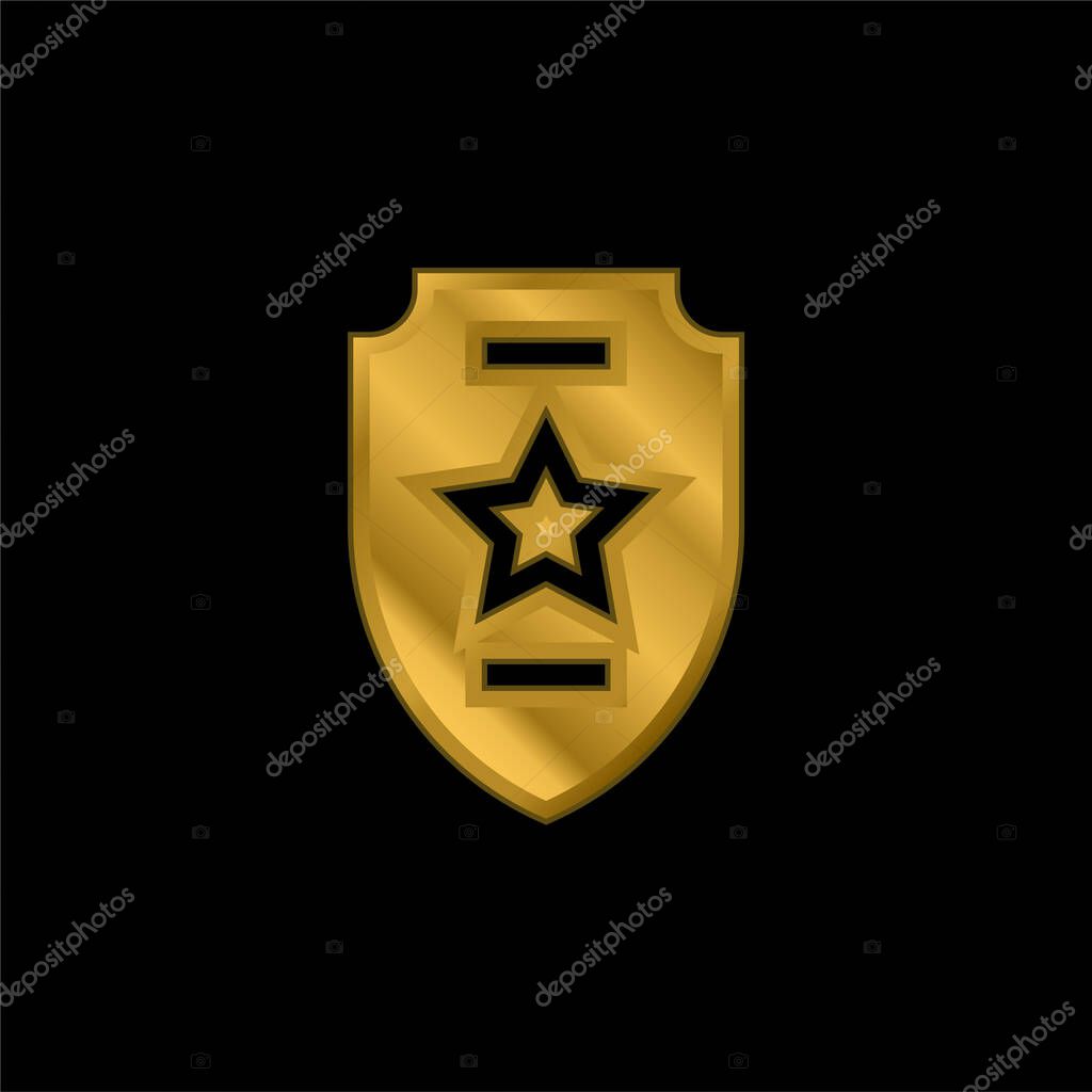 Badge gold plated metalic icon or logo vector
