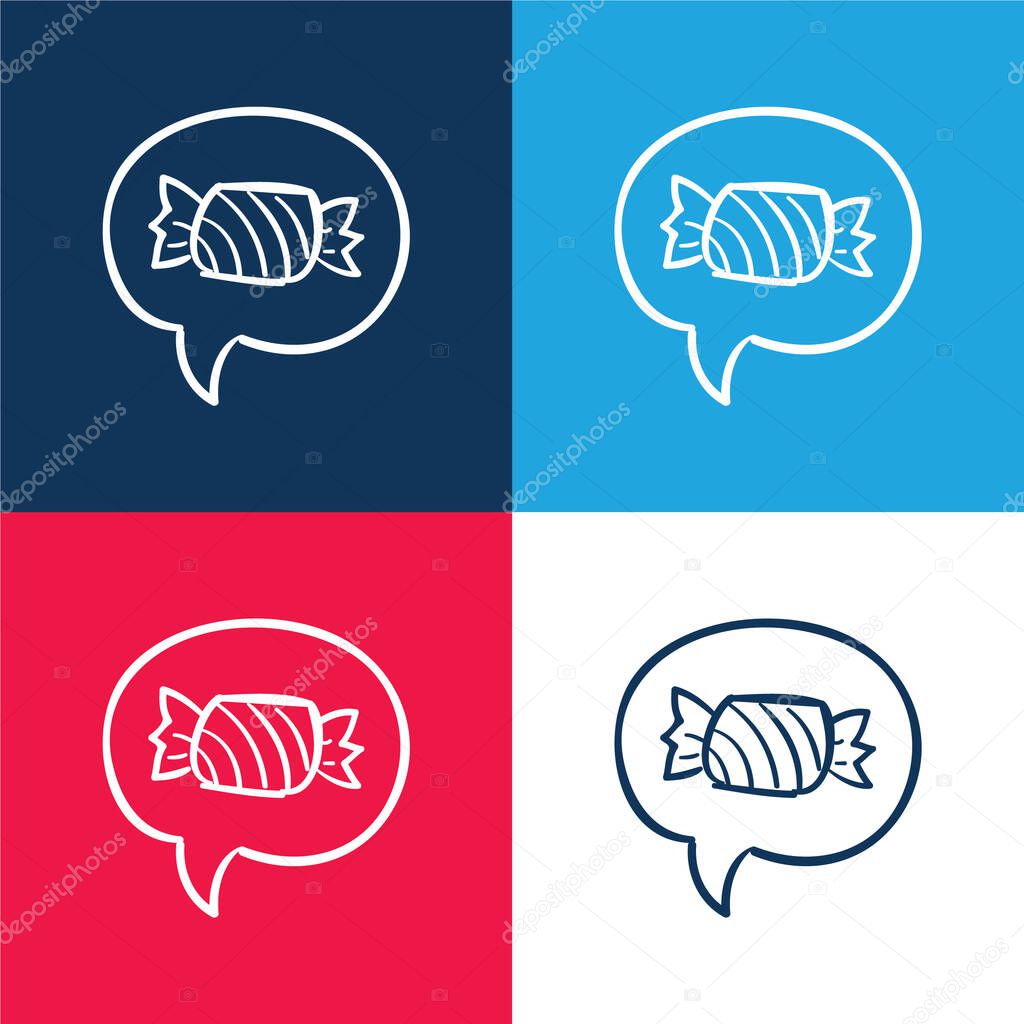 Asking For A Candy In Halloween blue and red four color minimal icon set