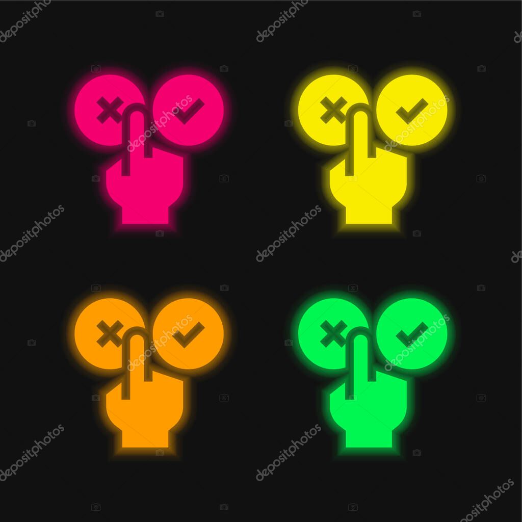 Bad Review four color glowing neon vector icon