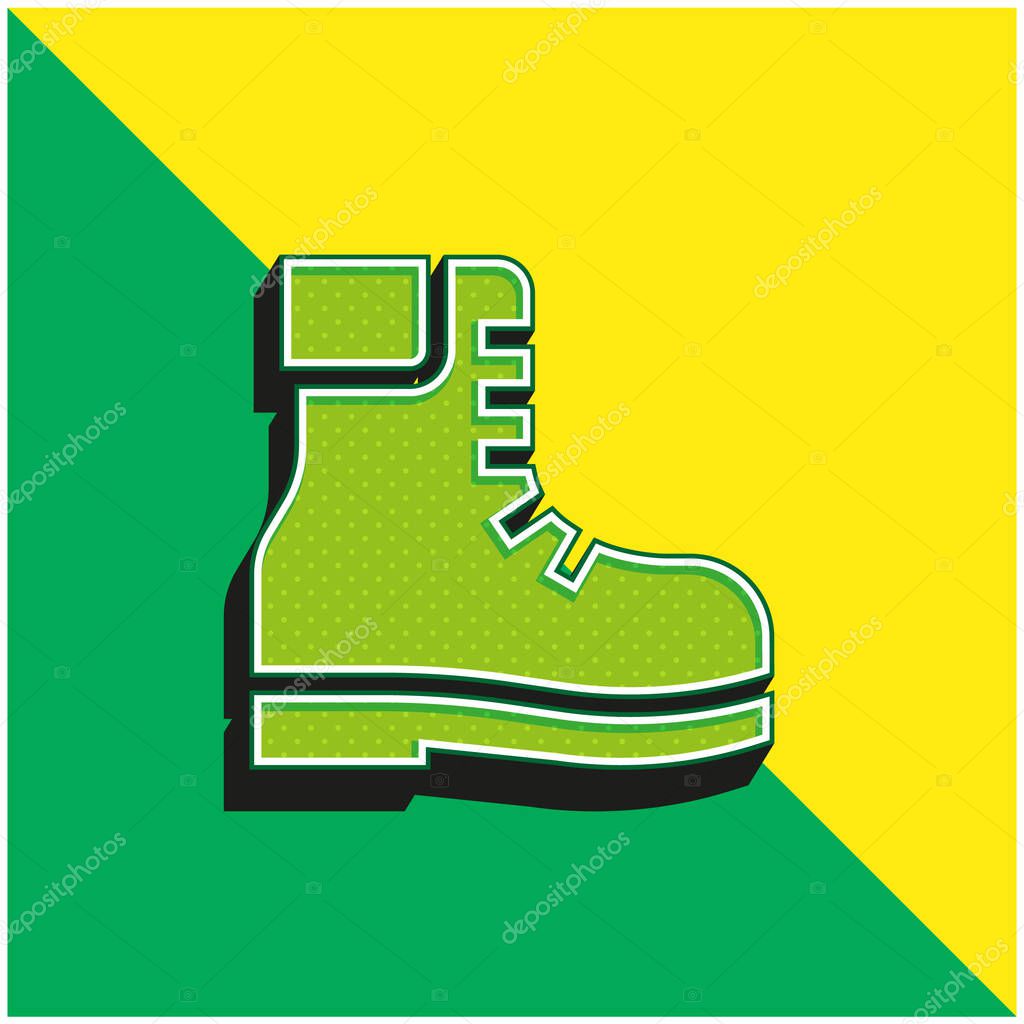 Boots Green and yellow modern 3d vector icon logo