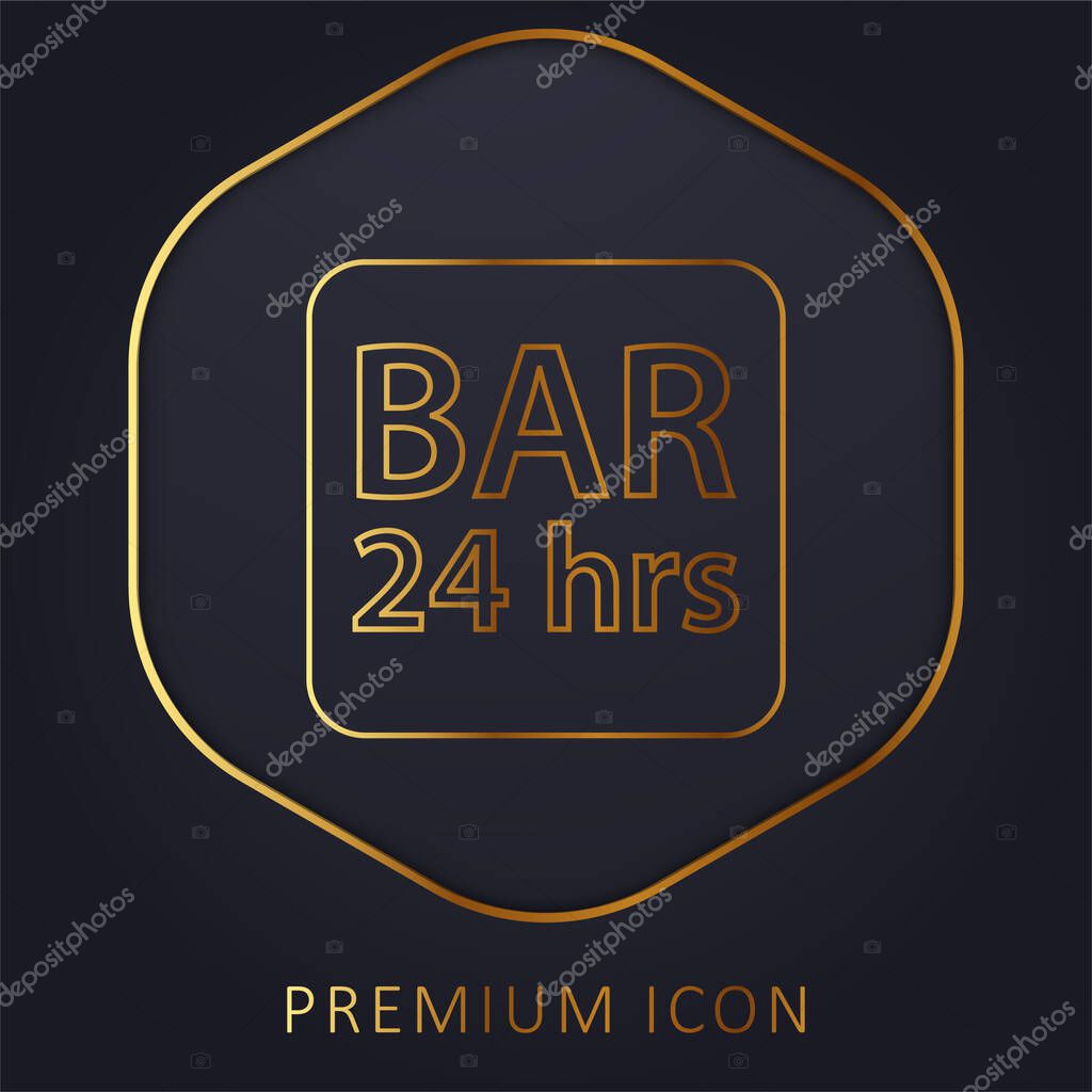 Bar 24 Hours Rounded Square Signal golden line premium logo or icon