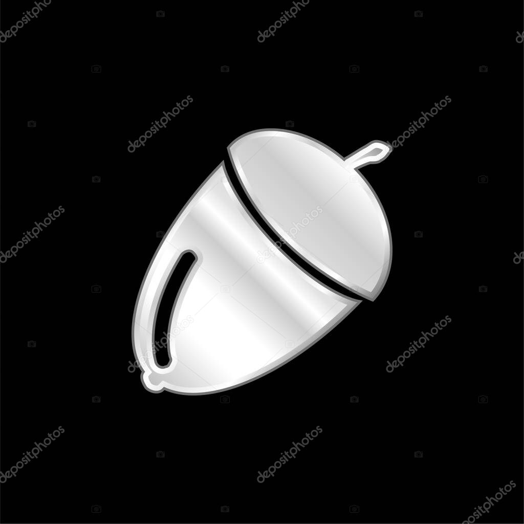 Acorn silver plated metallic icon