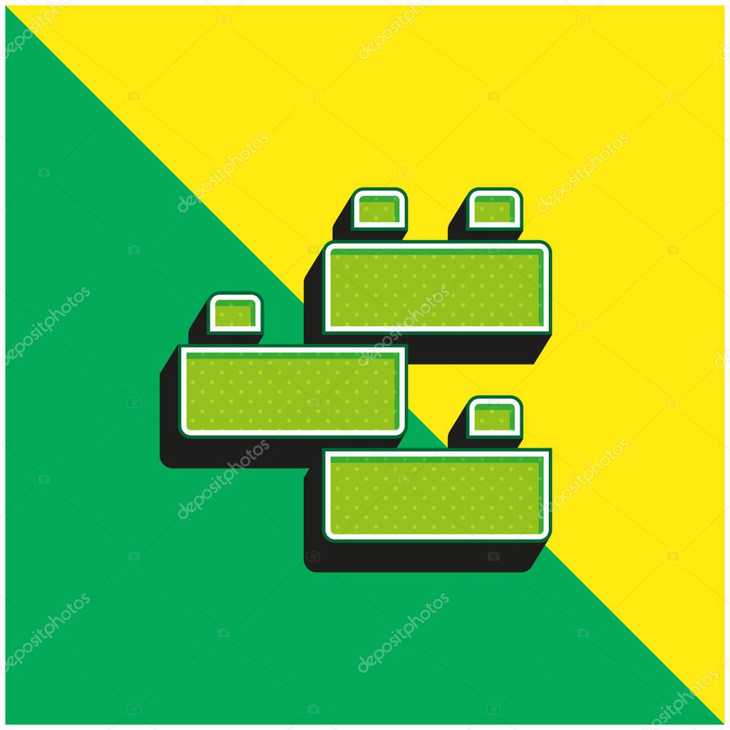Brick Green and yellow modern 3d vector icon logo
