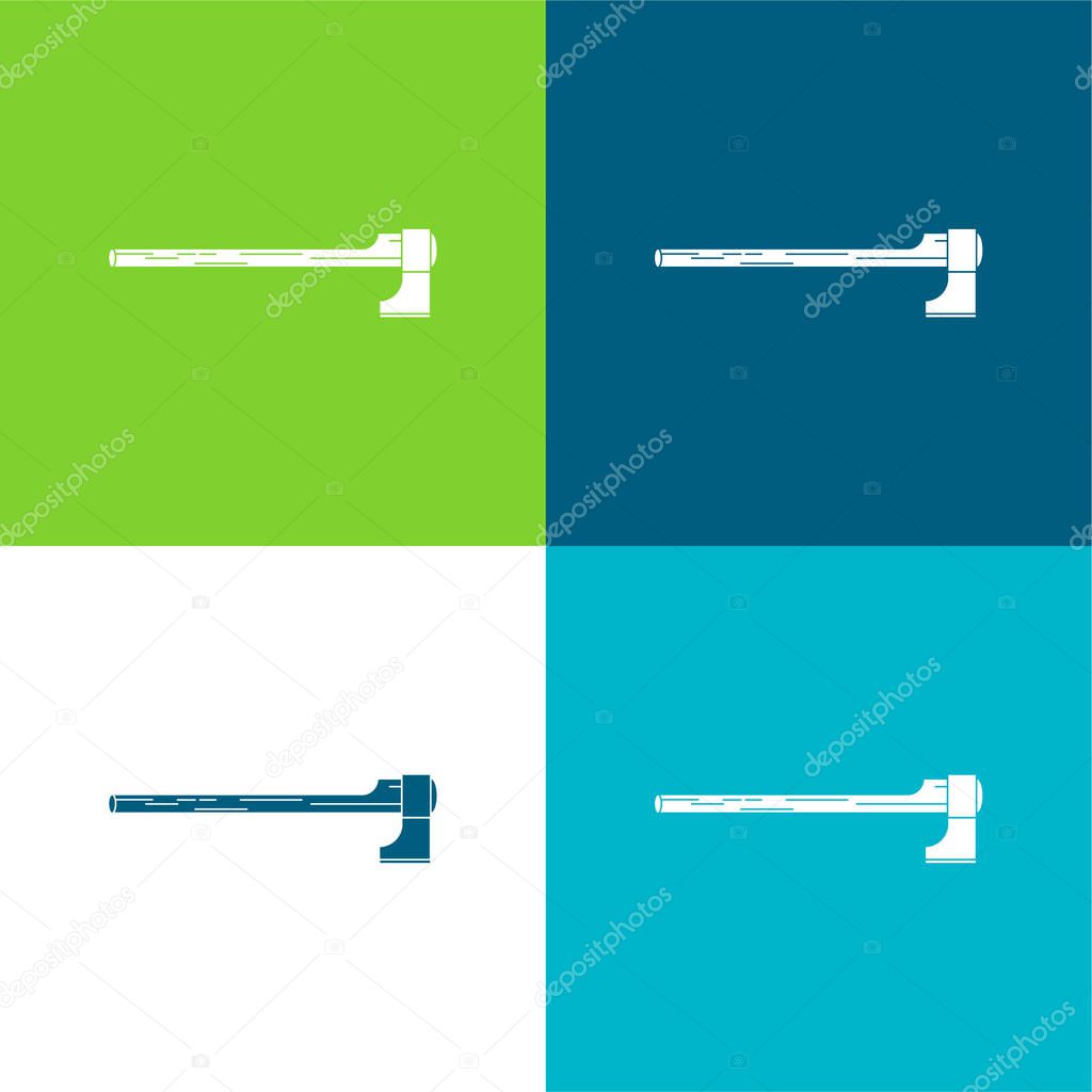 Axe Cutting Tool In Horizontal Position Flat four color minimal icon set