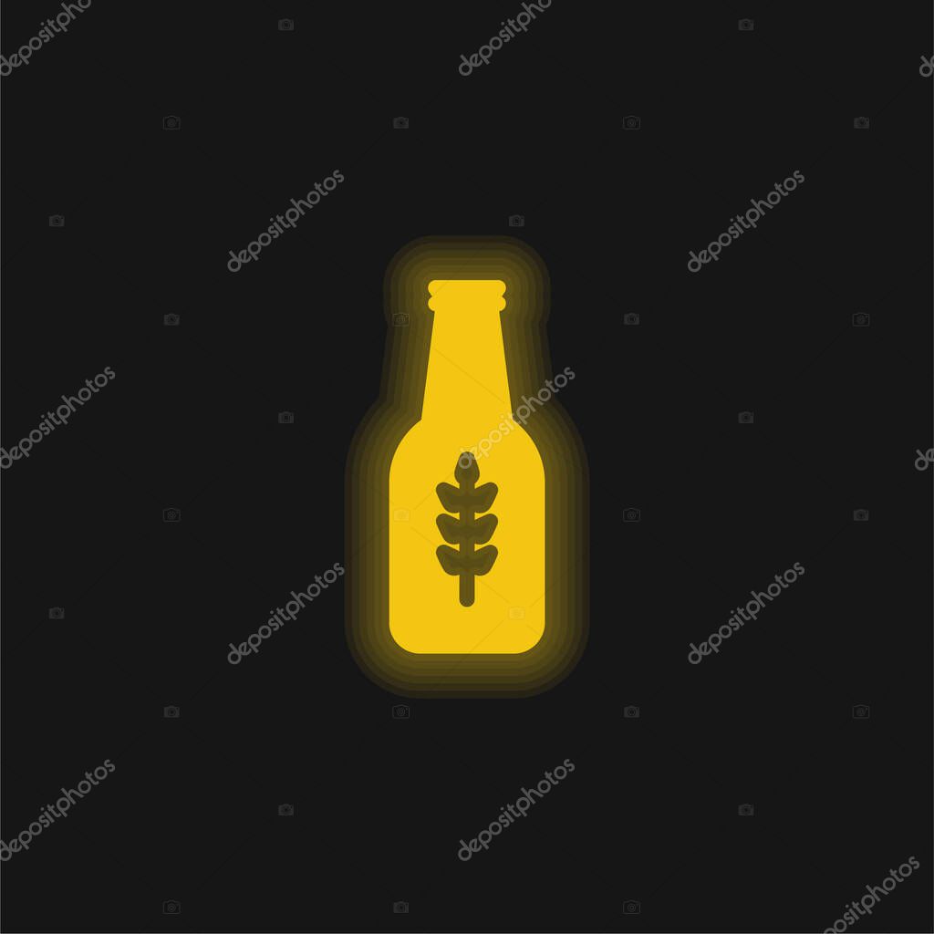 Beer yellow glowing neon icon