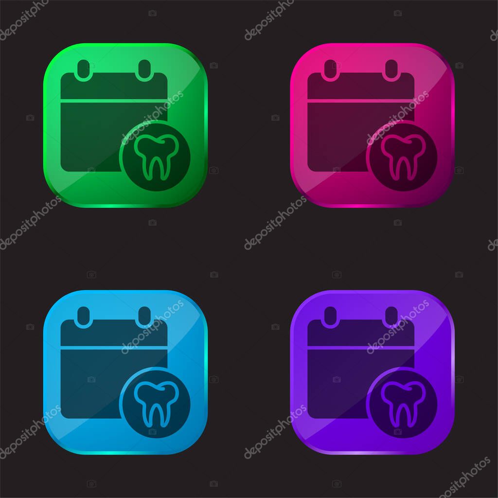 Appointment four color glass button icon