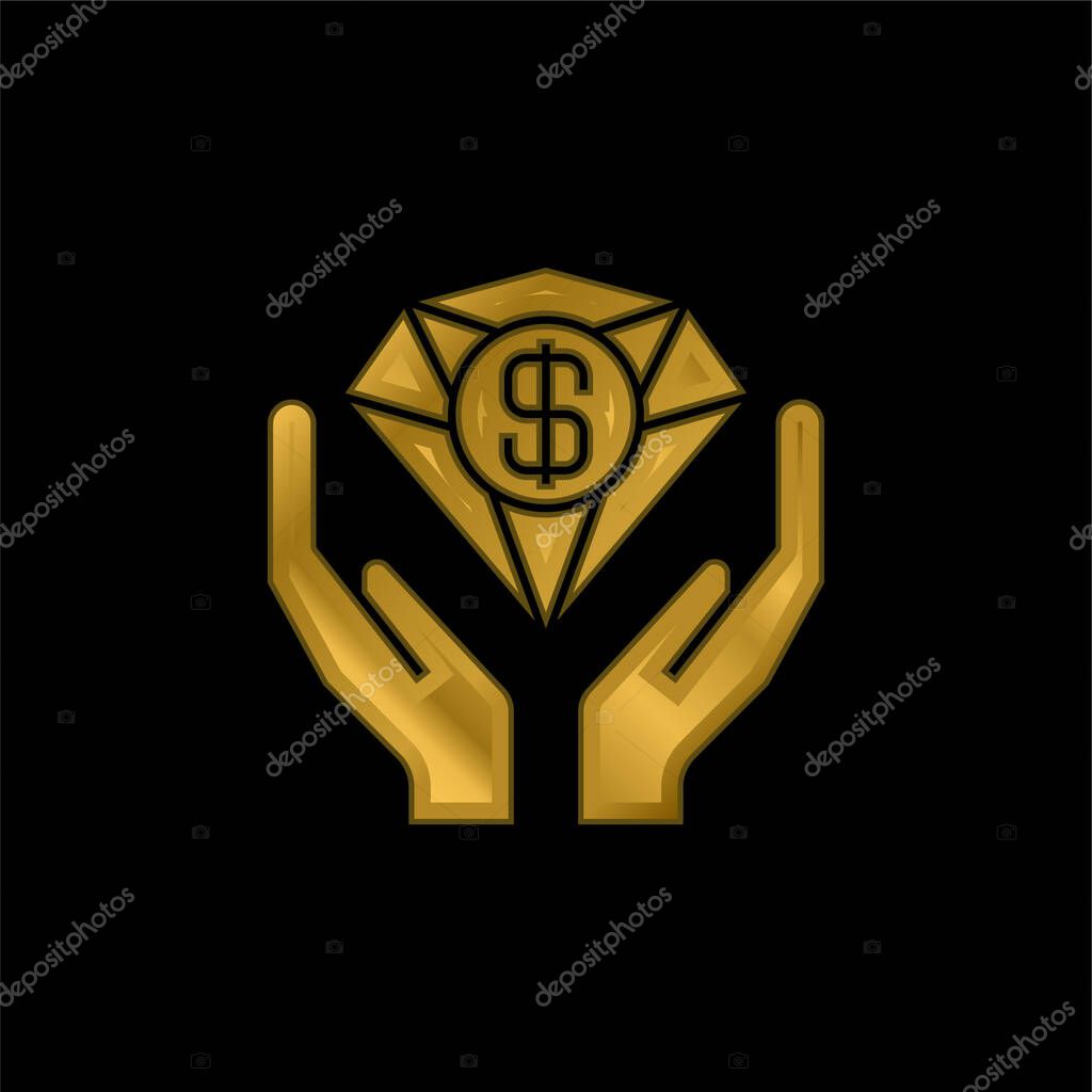 Benefits gold plated metalic icon or logo vector