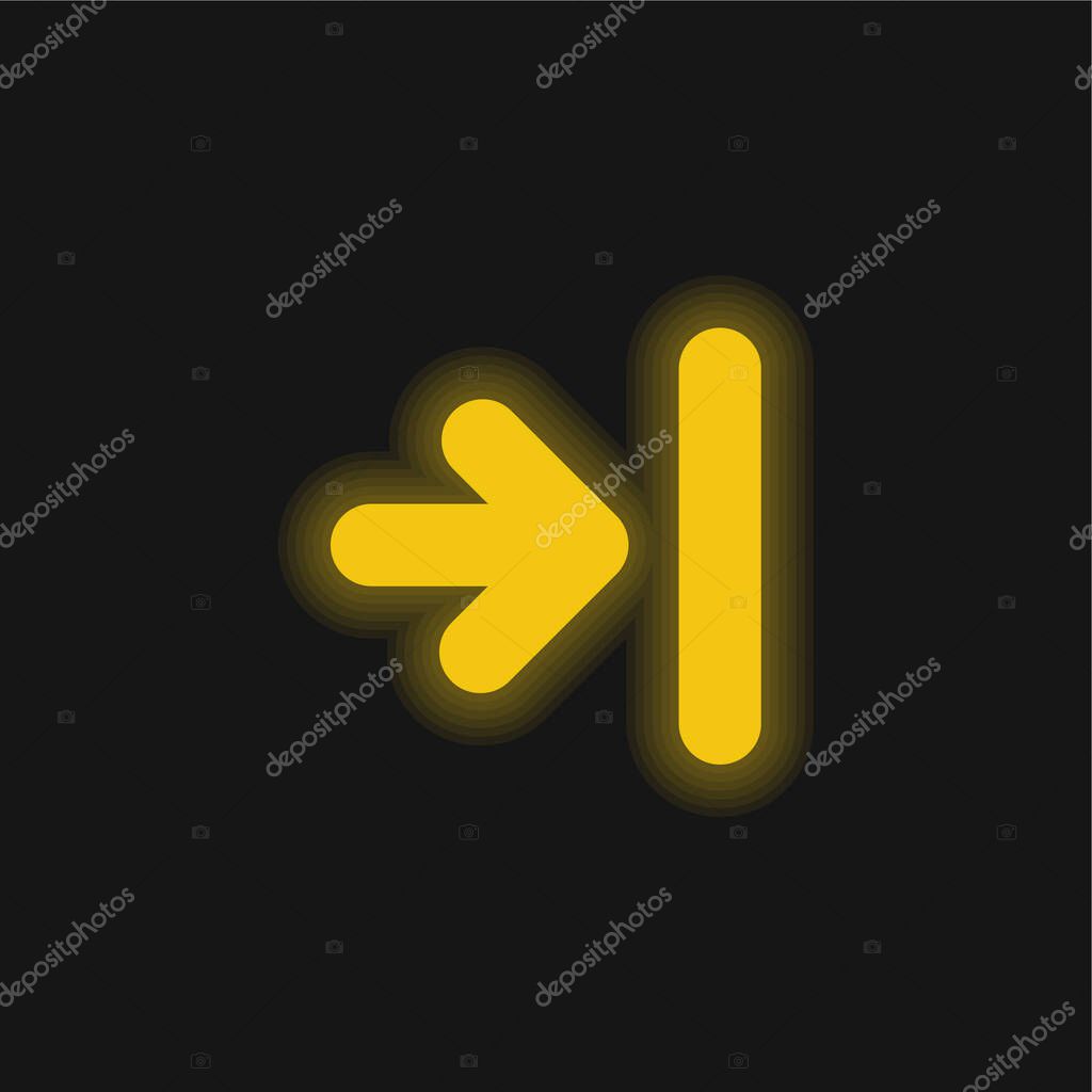 Arrow To Last Track yellow glowing neon icon
