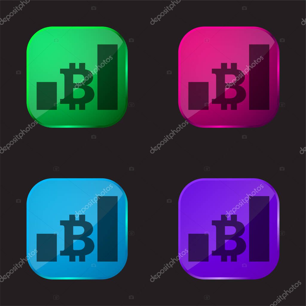 Bitcoin Bars Ascendant Graphic Of Increasing Money four color glass button icon