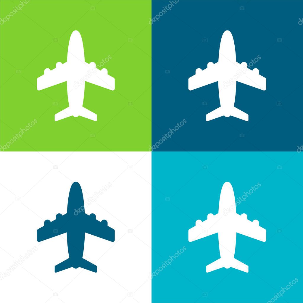 Airliner Flat four color minimal icon set