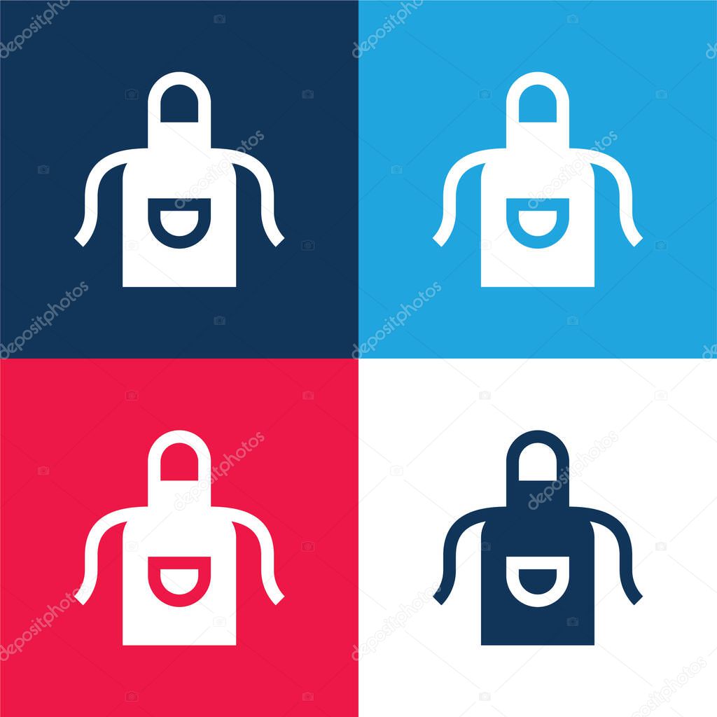 Apron blue and red four color minimal icon set