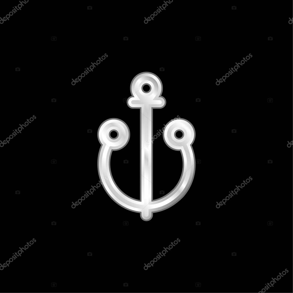 Anchor silver plated metallic icon