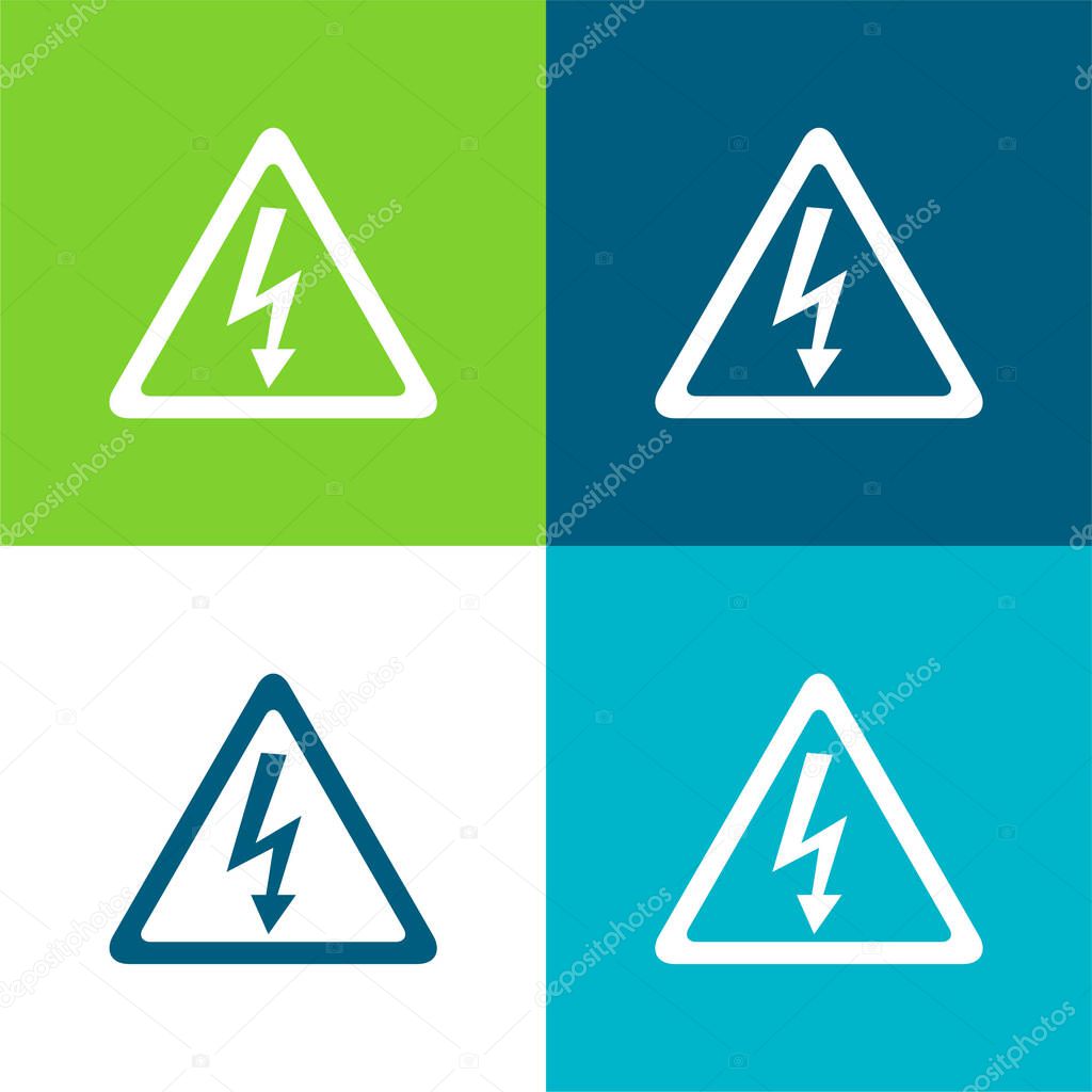 Arrow Bolt Signal Of Electrical Shock Risk In Triangular Shape Flat four color minimal icon set