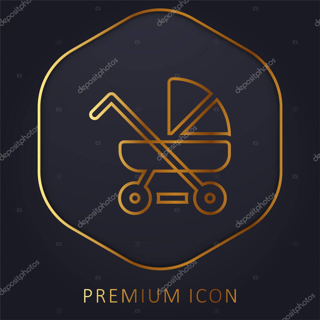 Baby Stroller golden line premium logo or icon