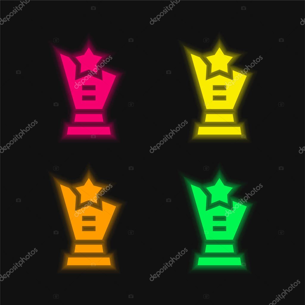 Actor four color glowing neon vector icon