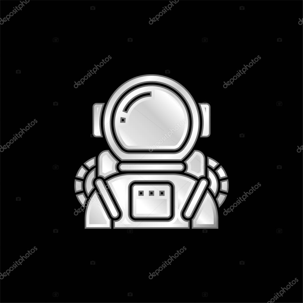 Astronaut silver plated metallic icon