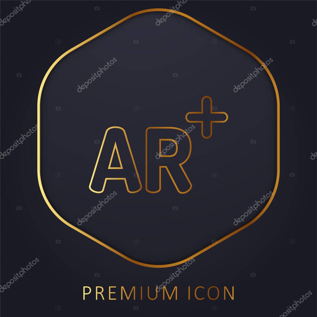 Augmented Reality golden line premium logo or icon