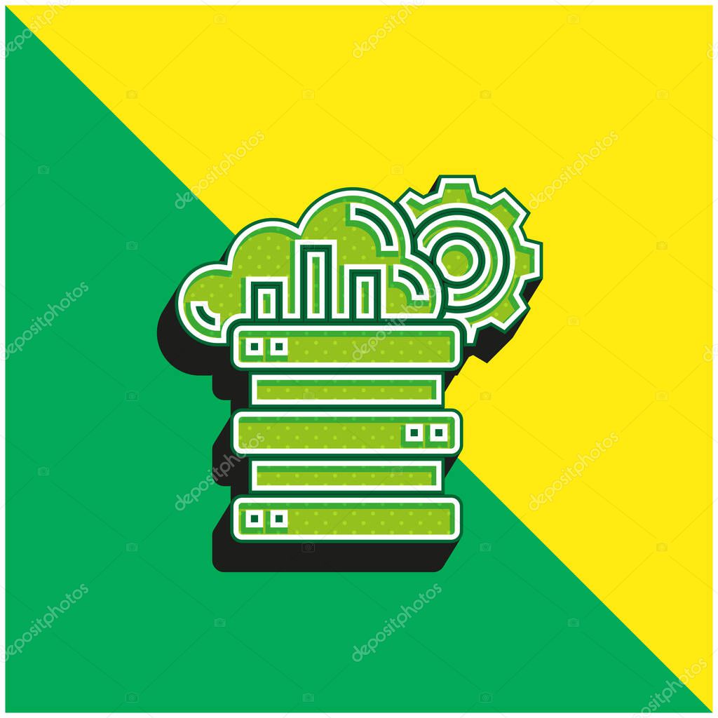 Big Data Green and yellow modern 3d vector icon logo
