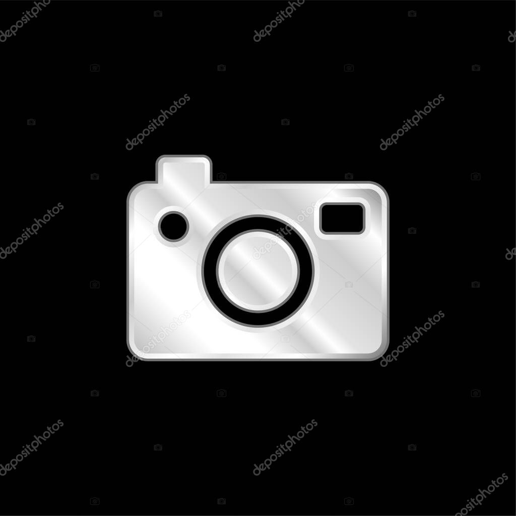 Big Photo Camera silver plated metallic icon