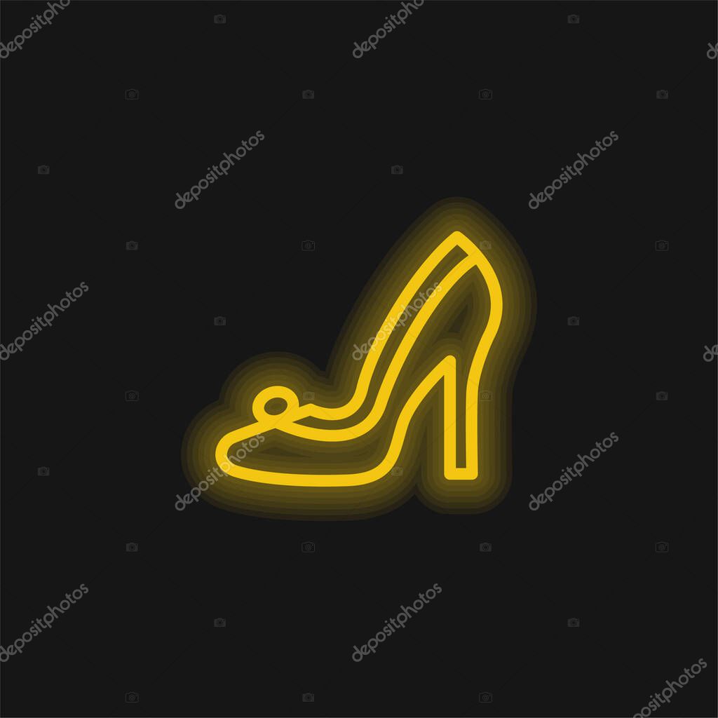Bridal Shoe yellow glowing neon icon