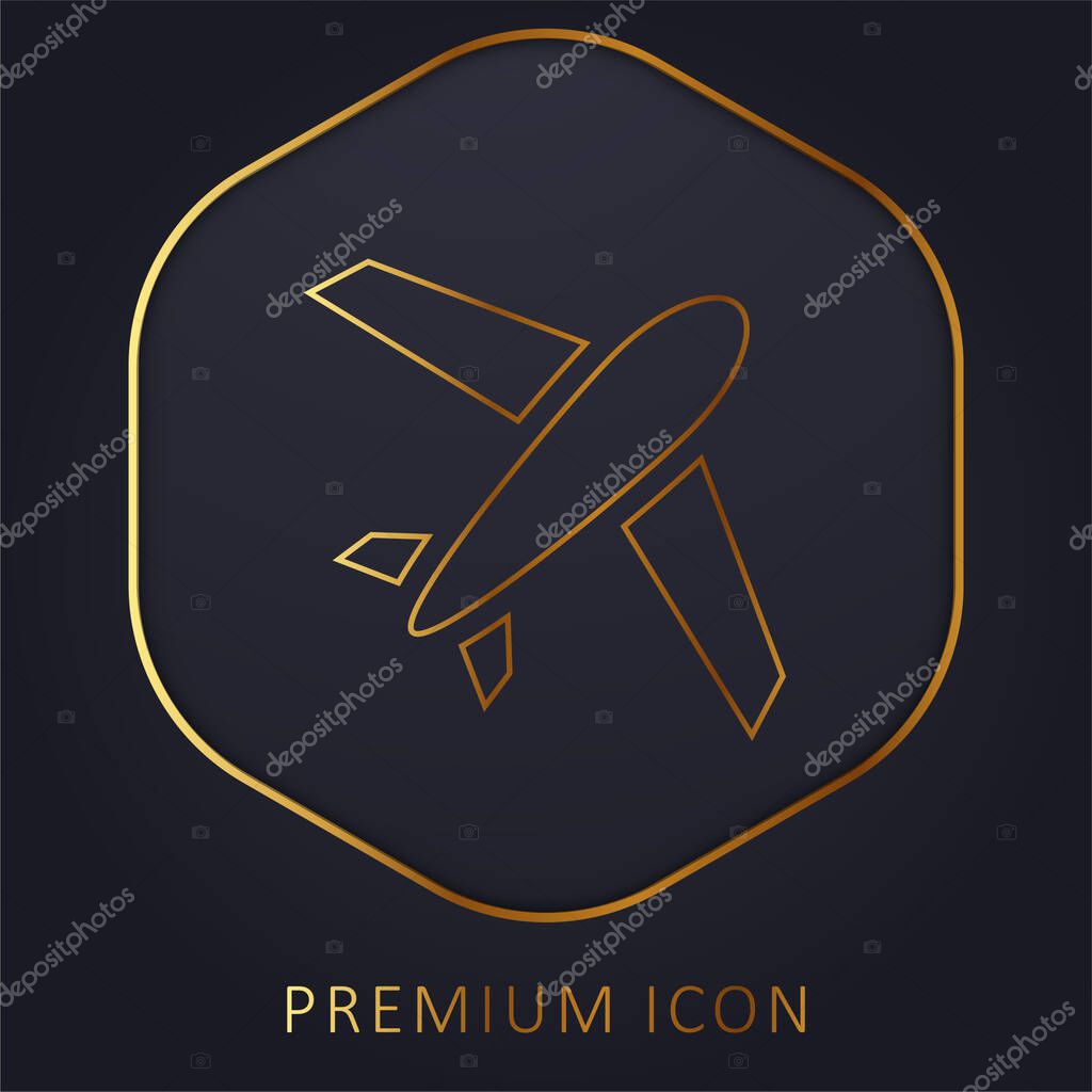 Airplane golden line premium logo or icon