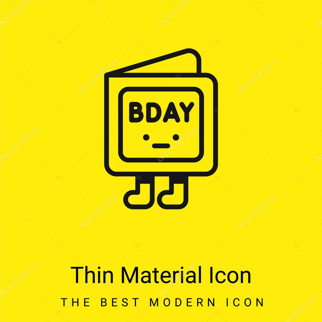 Birthday Invitation minimal bright yellow material icon