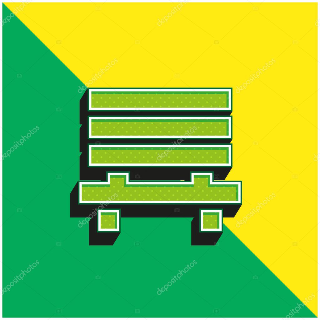 Bench Green and yellow modern 3d vector icon logo