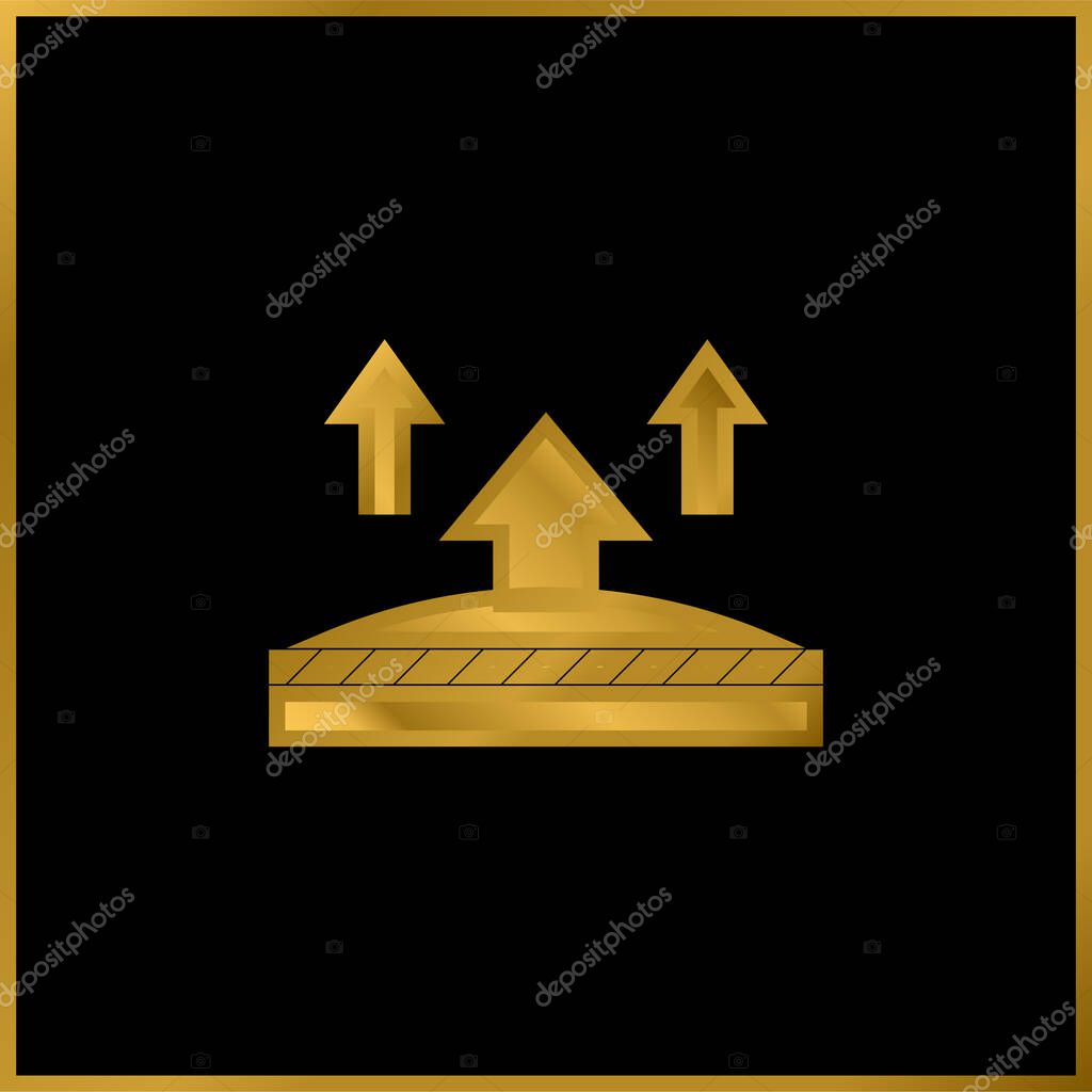 Breathable gold plated metalic icon or logo vector