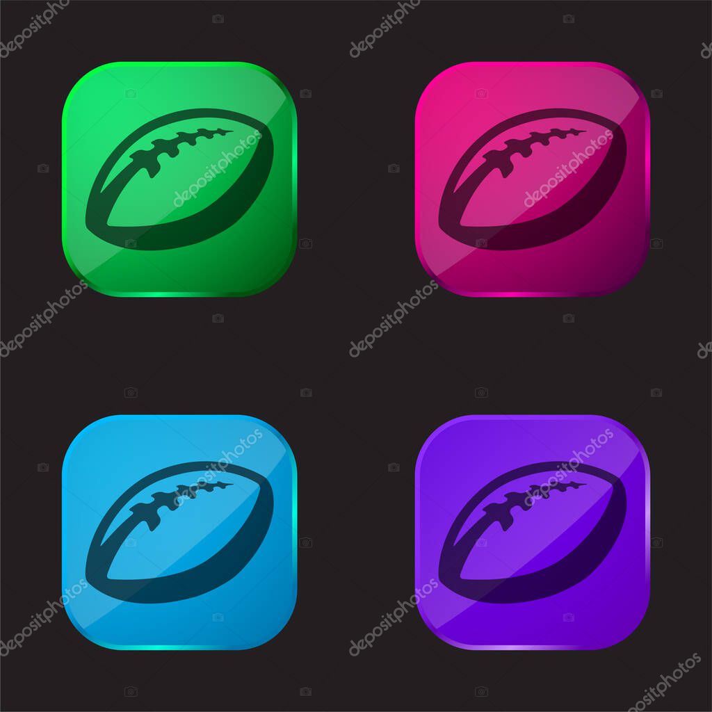 Ball Of Rugby four color glass button icon