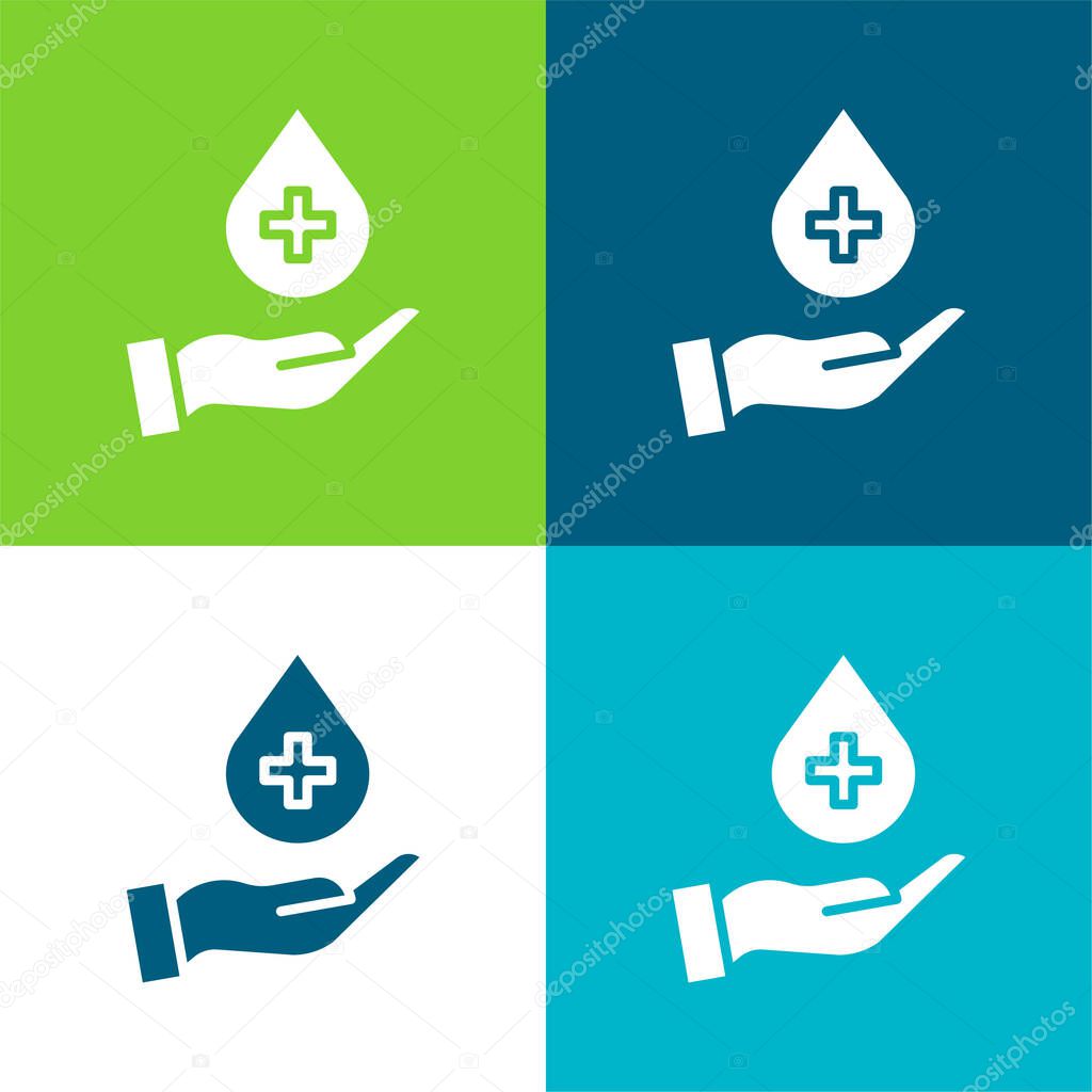 Blood Donation Flat four color minimal icon set