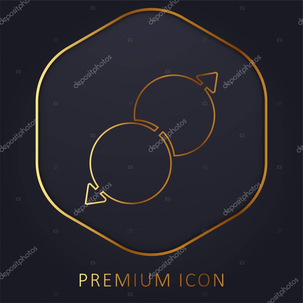 Arrow Localization golden line premium logo or icon