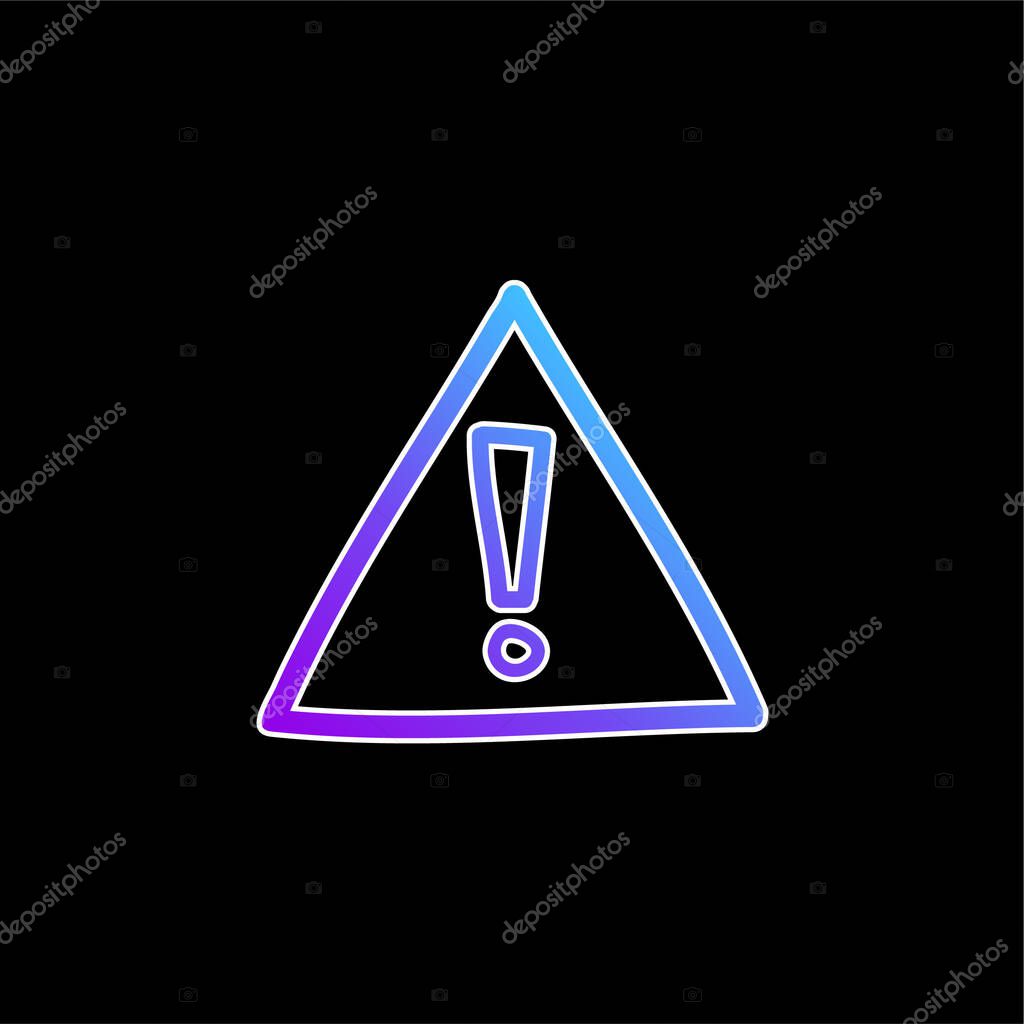 Alert Hand Drawn Sign blue gradient vector icon