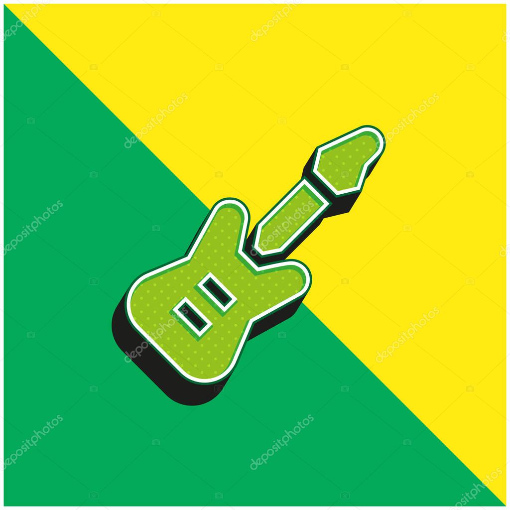 Bass Guitar Green and yellow modern 3d vector icon logo