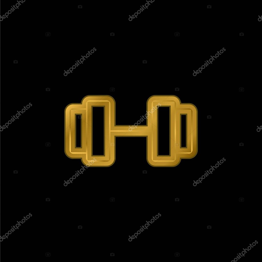 Barbell gold plated metalic icon or logo vector