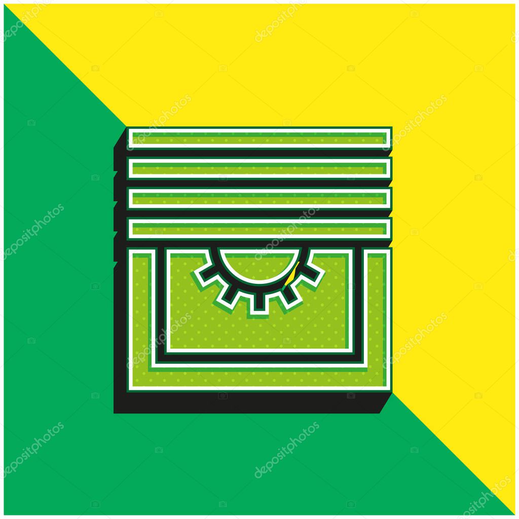 Blinds Green and yellow modern 3d vector icon logo
