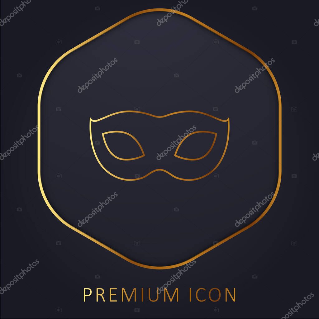 Black Carnival Mask Shape golden line premium logo or icon