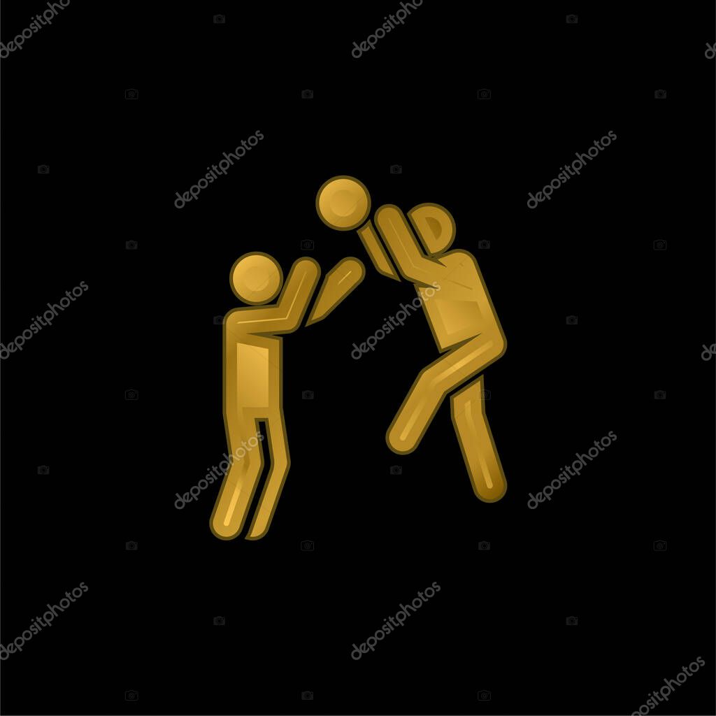 Basketball Player gold plated metalic icon or logo vector